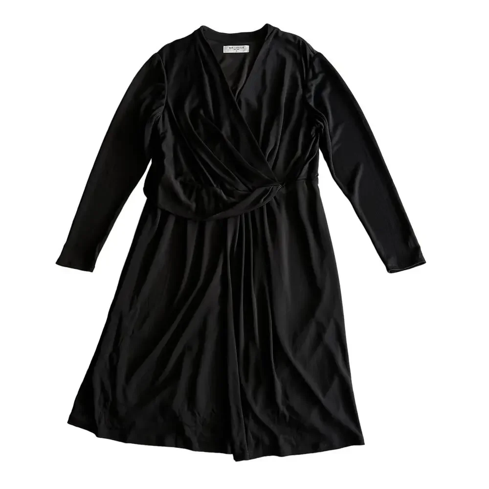 M M Lafleur Casey‎ Faux Wrap Draped 3/4 Sleeve Career Black Dress Plus Size +1